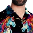 thumbnail image 5 of Robot Unicorn Attack Men's Short Sleeve Shirts, Casual, Printed, Button Down, Beach Shirt - Spread Collar Tops for Summer Beach Fun, 5 of 6