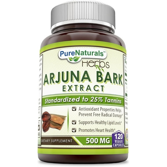 Pure Naturals Arjuna Bark Extract 500 Mg 120 Veggie Capsules Supplement | Non-GMO | Gluten Free | Made in USA