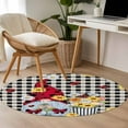 thumbnail image 5 of Round Rugs 4 Ft, Gnomes Daisy Non Slip Area Rugs for Kitchen Bedroom Entryway, Retro Farmhouse Floral Black Buffalo Plaid Washable Carpet Runner Rug Floor Mats for Bedroom Home Decor, 5 of 9