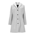 thumbnail image 6 of Pea Coats For Women Thicken Lapel Collar Single Breasted Trench Coat Fashion A-Line Fall Winter Jackets Light Gray M, 6 of 7