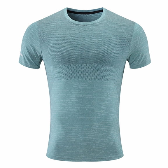 USNSM Men's Compression Short Sleeve Muscle T-Shirt Casual Solid Color Crewneck Athletic Stretch Summer Workout Tee Shirts Green XL