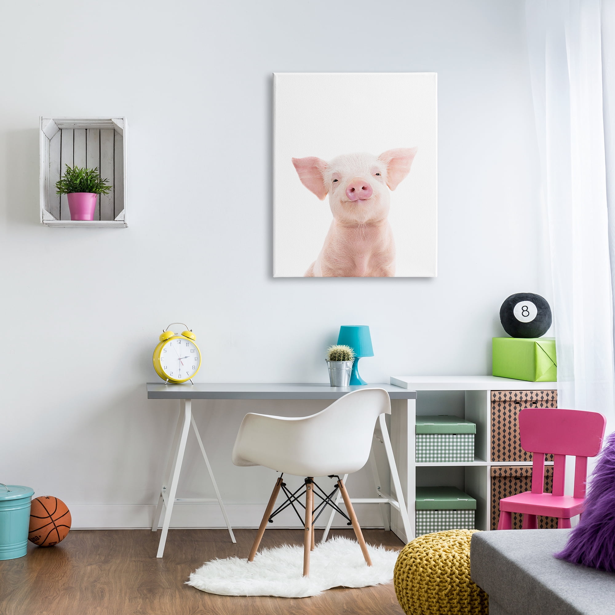 Stupell Industries Smiling Pink Pig Animals & Insects Painting Gallery Wrapped Canvas Print Wall Art, 30 x 40