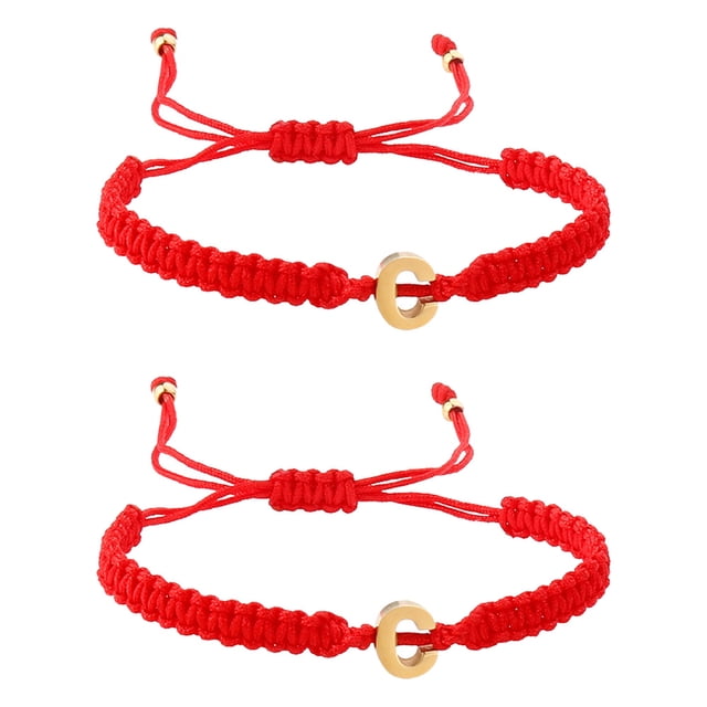 Pulsera de letras de acero inoxidable Cuerda de tracción de letras de hilo rojo tejida a mano