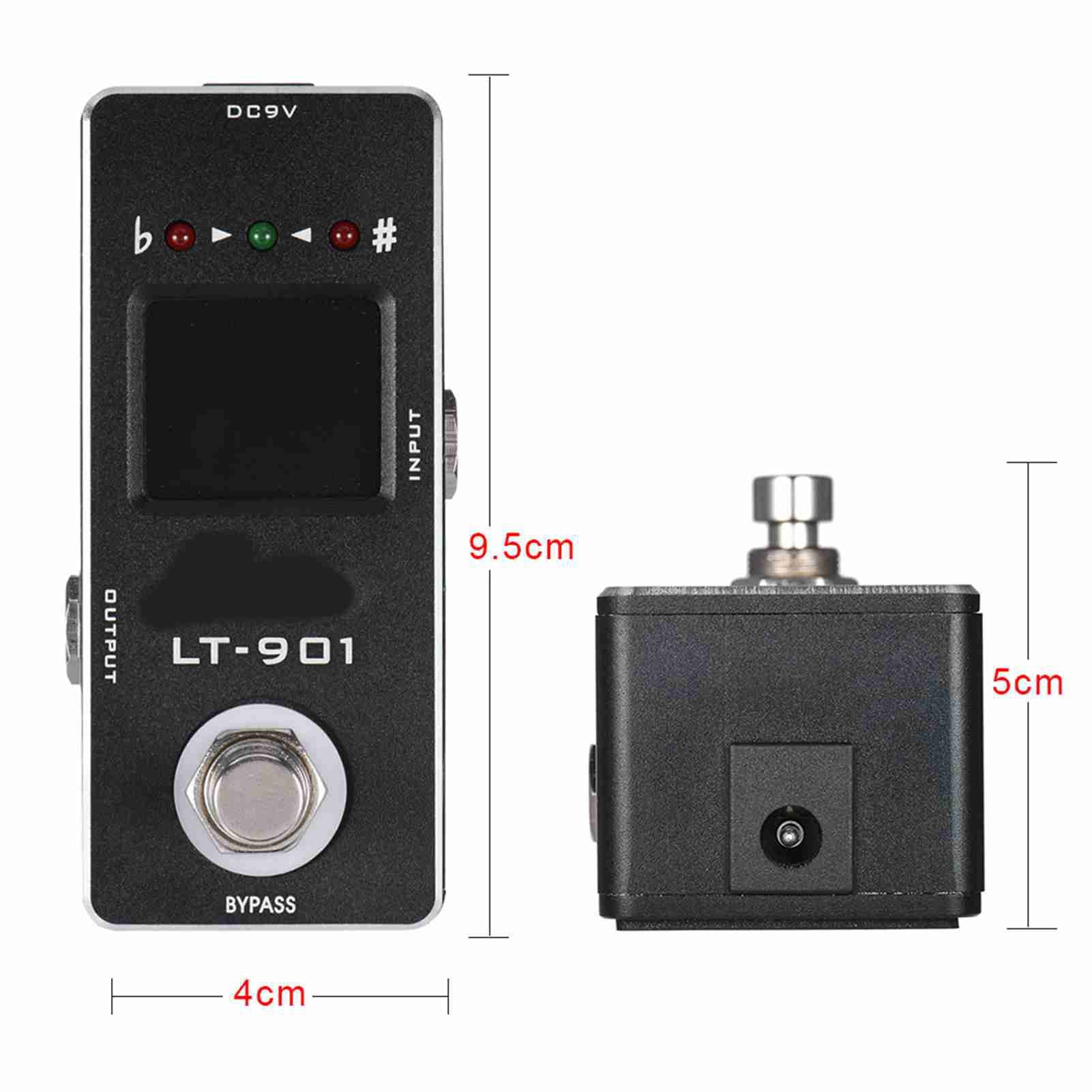 Mini Chromatic Guitar Tuner Pedal Stompbox Effect True Bypass LCD Display Wide Range Tuning A0 C8 with Metal Case for Electric Acoustic Bass Guitars