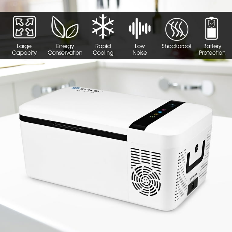 16 Quart Portable Car Refrigerator Mini Cooler/ Freezer Compressor Camping - White