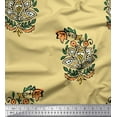 thumbnail image 1 of Soimoi Rayon Crepe Fabric Leaves & Floral Block Print Fabric by Yard 46 Inch Wide, 1 of 3
