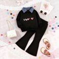 thumbnail image 2 of Toddler Baby Girl Clothes 24 Months 2T 3T 4T 5T 6T 7T Toddler Girl Outfit Ruffle Sleeve Shirt Flare Pant Set Fall Winter Clothing for Girl M Size 4-5 Years, 2 of 4