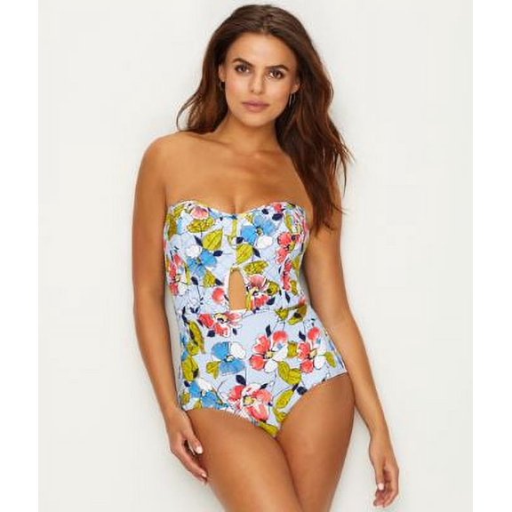 Anne Cole Brigitte Floral Quilted Strapless Keyhole One Piece, 6