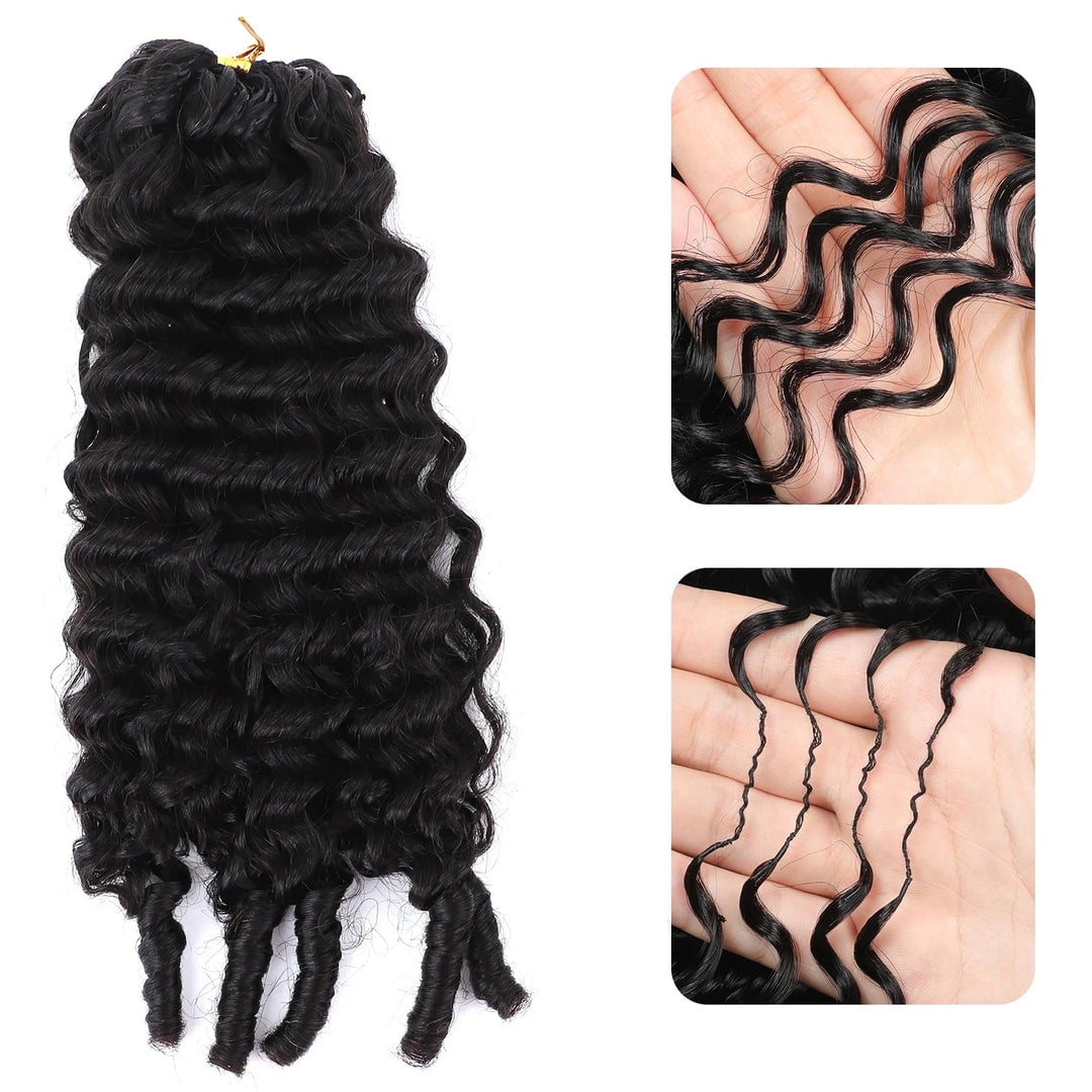 Ustar 100% Human Hair Crochet Extensions - Burmese Curly with Spiral Ends Boho Braiding Hair (50g/Pack)