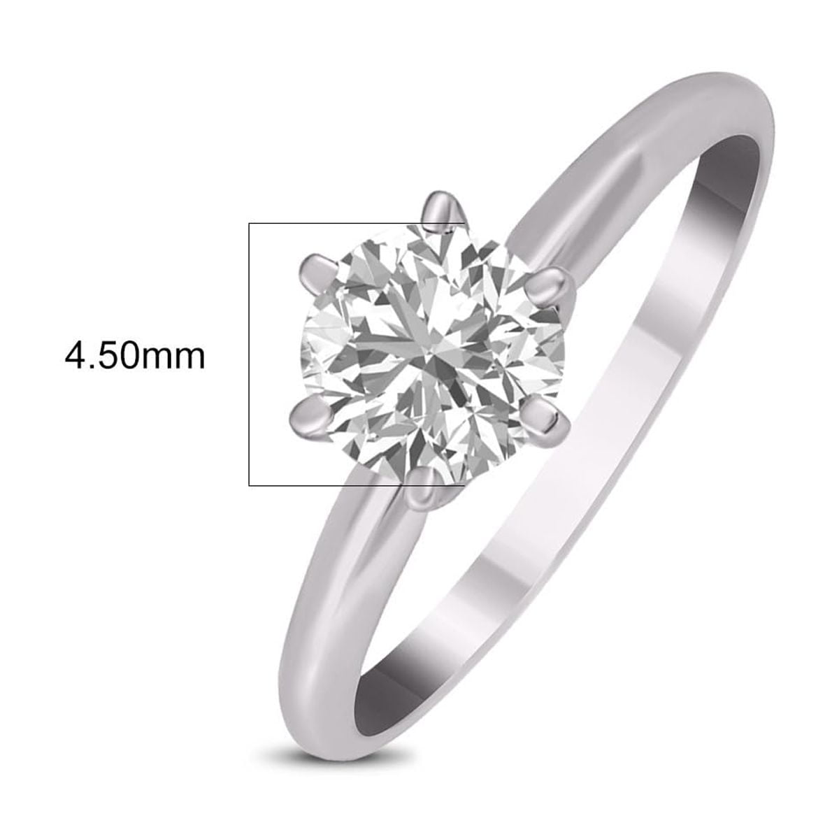 TimeLe$$ Classics 0.50 Carat Lab Grown 6 Prong Solitaire Round Cut Solitaire Diamond Engagement Ring For Women in 14K White Gold (Ring Size: 8.5)