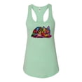 thumbnail image 2 of Wild Bobby, Colorful Rainbow Cat Animal Lover Ladies Racerback Tank Top, Mint, Small, 2 of 3