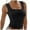 Black, variant on Womens Textured Tank Yoga Bra solid color Ruched Square Neck Light Support vest summer casual Wear Stylish Sleeveless Crop Tops