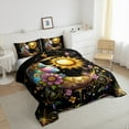 thumbnail image 3 of Manfei Son And Moon Full Size Comforter Sets,Gothic Theme Bedding Comforter Set,Gold Boho Flower Bedding Sets For Girl Boys,Ultra Soft Bedroom Decorative Reversible,3pcs, 3 of 8