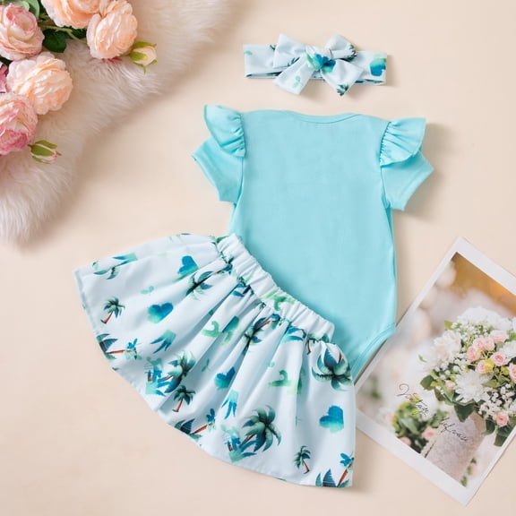 Baby Girls Gown Ruffle Short Sleeve Ruffle Big Cute Trendy Beach Summer for Girls Princess Dress Set