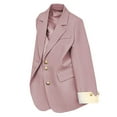 thumbnail image 2 of BLTIBY Blazer for Women Fall Business Fit Work Office Casual Solid Color Lightweight Outwear Three Button Lapel Jacket with Pockets Pink L, 2 of 4