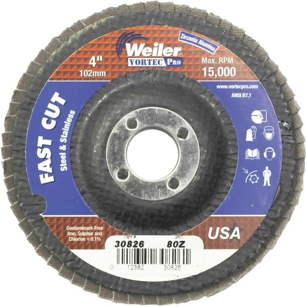 Weiler Vortec 4 In. x 5/8 In. 80Grit Type 29 Angle Grinder Flap Disc