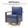 thumbnail image 3 of PARKWELL Outdoor Swivel Glider Chair Set of 4, Patio Cushioned Lounge Swivel Rocker Arm Chair for Balcony Yard,Gray Wicker and Navy Cushions, 3 of 11