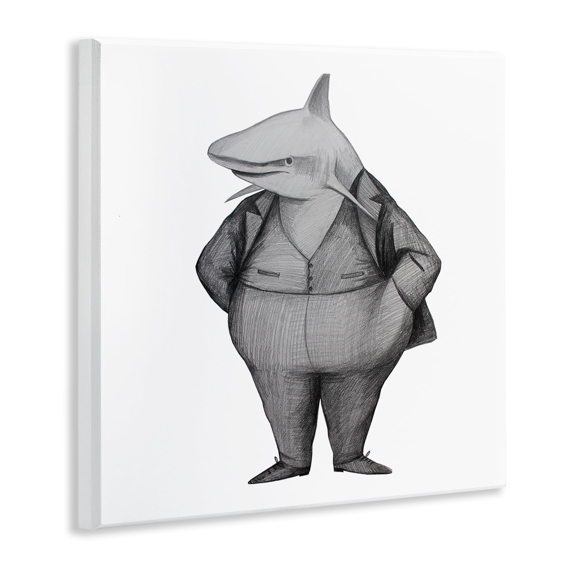 Stupell Industries Shark In Suit Drawing Wall Plaque Art, design by Violeta Vollmer