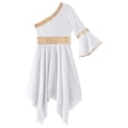 thumbnail image 4 of Alvivi Robe de Danse Liturgique de Louange pour Filles, Métallique, une Épaule, Manche Évasée, Robe d'Église, Performance sur Scène, Blanc, 12, 4 of 5