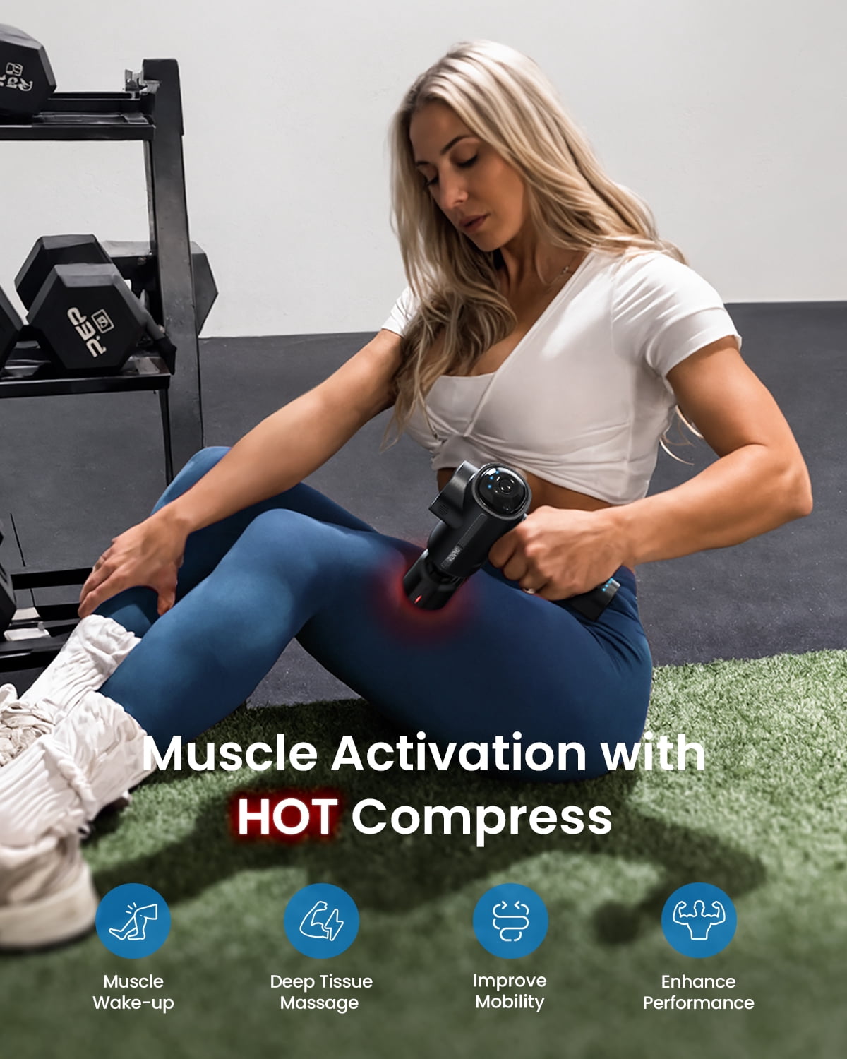RENPHO Massage Gun Deep Tissue with Charging Stand, Back Massager with Heat and Cold, Body Muscle Massager for Athletes Pain Relief