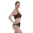 thumbnail image 4 of Daiia Hybrid Parrot in the Forest printed 2 piece Swimsuit Bikinis for Women High Waisted Racerback Bathing Suits Summer Tummy Control Scoop Neck Swimwear-Large, 4 of 8