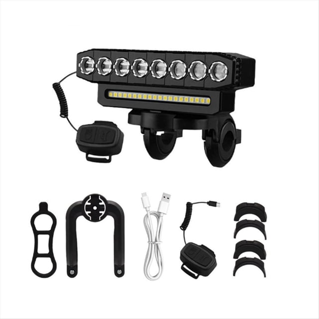 Luz Delantera LED para Bicicleta, Recargable por USB, Luz de Carretera, Fácil de Instalar, 6 Modos de Luz, Timbre para Bicicleta, A