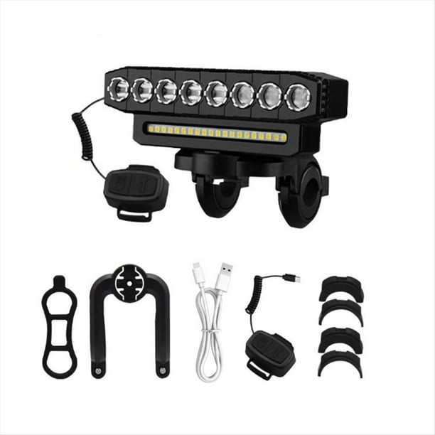 Luz Delantera LED para Bicicleta, Recargable por USB, Luz de Carretera, Fácil de Instalar, 6 Modos de Luz, Timbre para Bicicleta, A