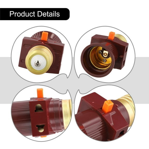 2Pcs 110V-240V E27 Screw Led Bulb Adapter With Switch Lamp Socket Kit