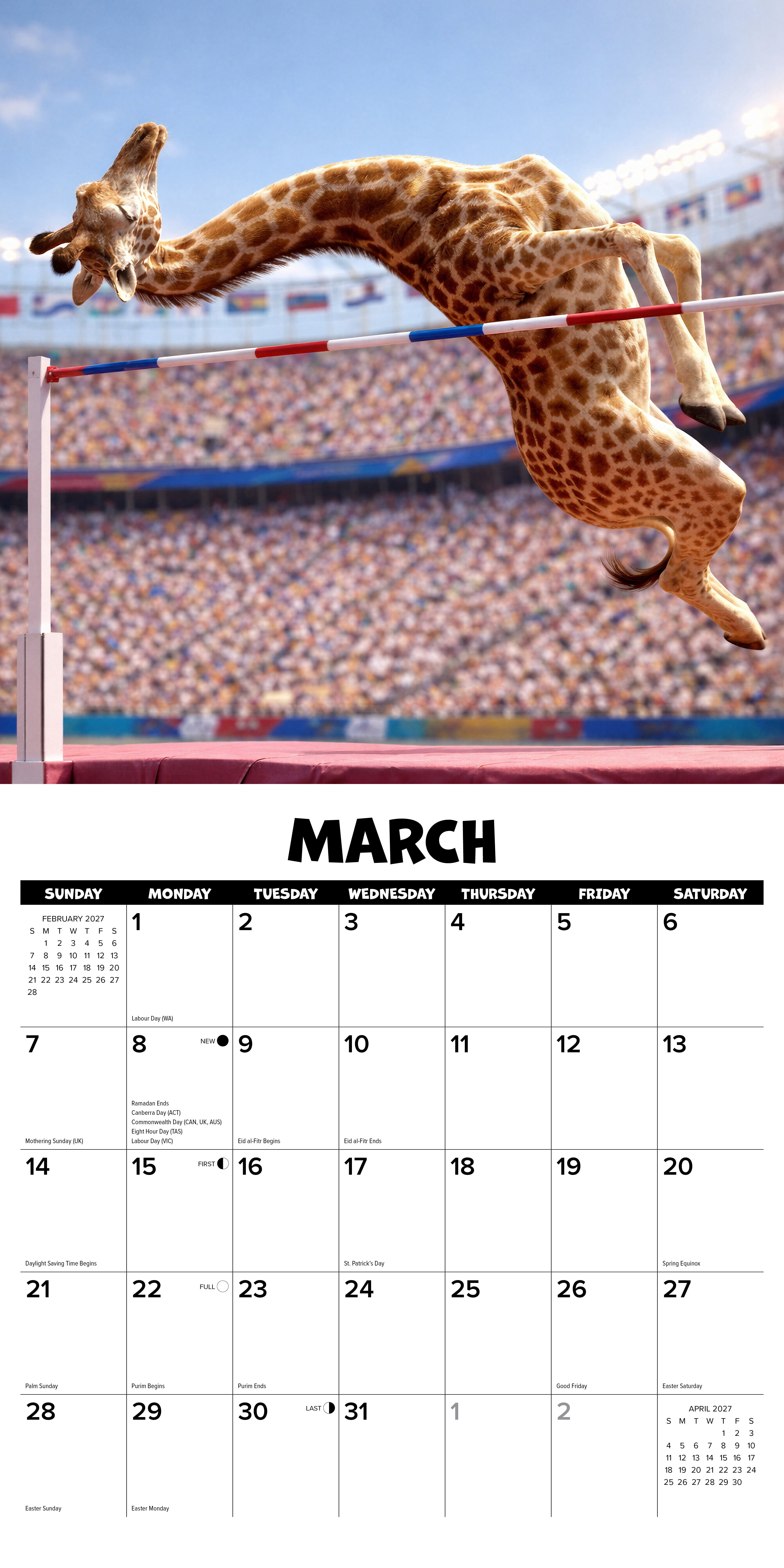 Willow Creek Press, Animal Olympics 2027 Wall Calendar
