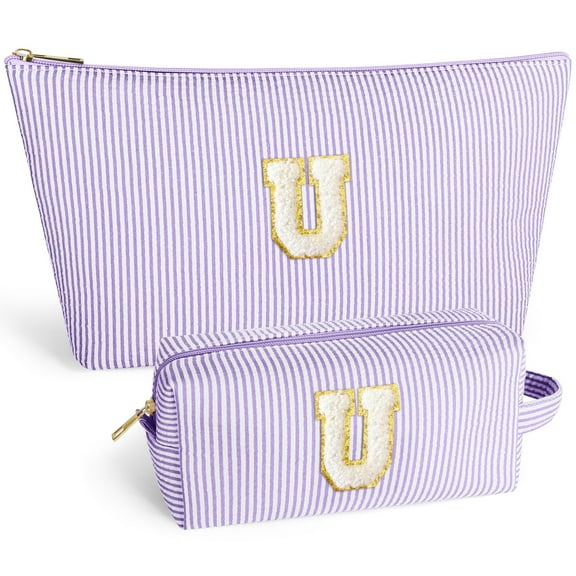 DAKIMOE Makeup Bag Cosmetic Bags Organizer Personalized Initial Travel Essentials Toiletry Bag for Birthday Christmas Girlfriend Teacher Valentines Day Gifts