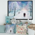 thumbnail image 2 of Couple In Love Walks During Snowy Winter Times 40 in x 30 in Framed Painting Canvas Art Print, by Designart, 2 of 5
