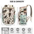 thumbnail image 3 of 20L Insulated Cooler Backpack - Cow Print Farmhouse Vintage Design, Leakproof Soft Cooler Bag for Camping, Picnic, Beach, Keeps Cold/Hot 20 Hours, High-Capacity Fits 26 Cans, Multiple Pockets, 3 of 6