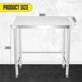 thumbnail image 2 of 500 LB Capacity Stainless Steel Prep Table for Commercial Kitchens - Heavy Duty 36x24 Work Table with Casters, 2 of 6