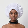 thumbnail image 3 of Auto African Head Tie Of Aso Oke Headwraps Hat Turban Wedding Party Handmade Elegant Hair Wear Cap, 3 of 3