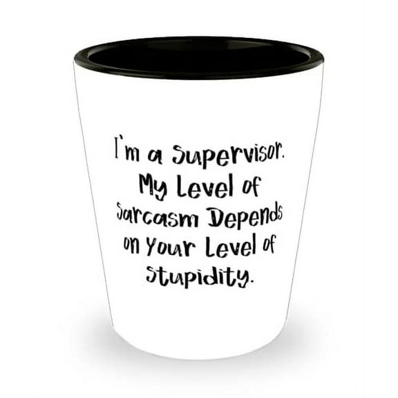 Nice Supervisor Shot Glass, I'm a Supervisor. My Level of Sarcasm, For Friends, Present From Colleagues, Ceramic Cup For Supervisor