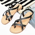 thumbnail image 4 of Ataiwee Women's Flat Slide Sandals - Casual Multiple Straps Criss Cross Thong Flat Summer Shoes., 4 of 7