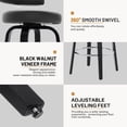 thumbnail image 4 of 26"Swivel Counter Height Bar Stools, Upholstered Modern Faux Leather Barstools with Back&Walnut Wood Legs Counter Stools with Footrestfor Kitchen Island, Black, 4 of 10
