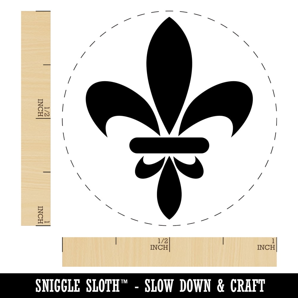 Fleur De Lis French Mardi Gras Elegant Self-Inking Rubber Stamp Ink Stamper - Brown Ink - Medium 1 Inch