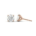 thumbnail image 2 of 2 Ct Round Cut Lab-Grown Diamond Solitaire Stud Earrings 14K Rose Gold Round, 1 Carat Each, 2 of 6