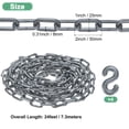 thumbnail image 3 of Cadena de Barreras de Plástico Uxcell, Cadena de Seguridad Impermeable de Plástico Gris de 24 pies con Hebilla en Forma de S, 3 of 7