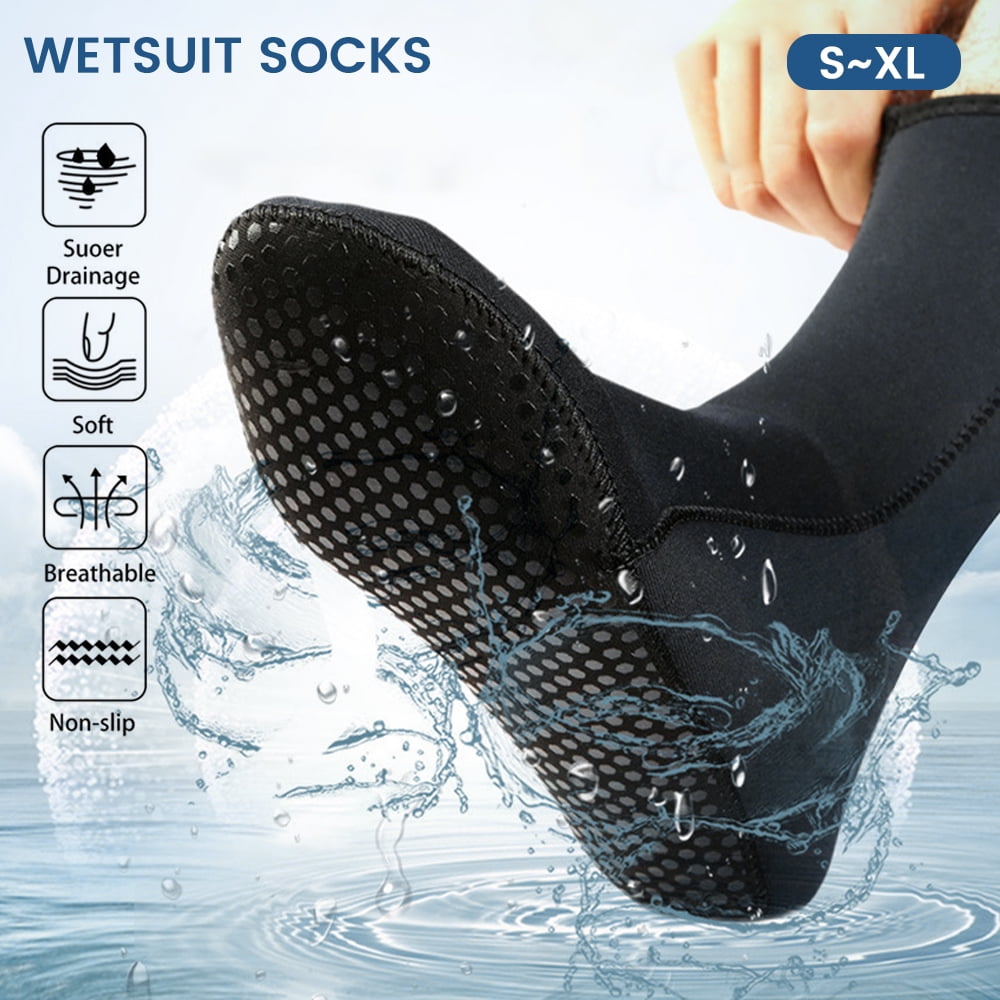 2 Colors 4 Sizes Hook and Loop Anti-Slip Diving Boots Water Sports Socks for Swimming Beach Activities Swimming Socks L-Black