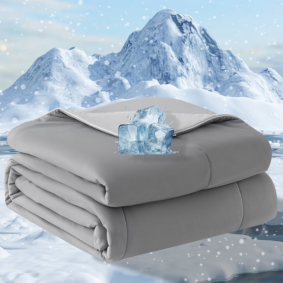 Cooling Comforter for Hot Sleepers - All-Season Breathable Lightweight Bedding with Cooling Technology Grey Queen(90"*90")
