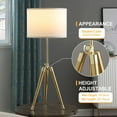 thumbnail image 3 of Ore International 35.5" - 25.75"H Adjustable Hieght Brass/Shiny Gold Modern Tripod Table Lamp, 3 of 10