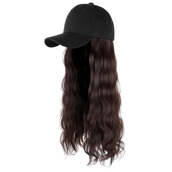 Ticikt Baseball Cap Hair Wave Curly Hairstyle Adjustable Wig Hat Attached Long Hair