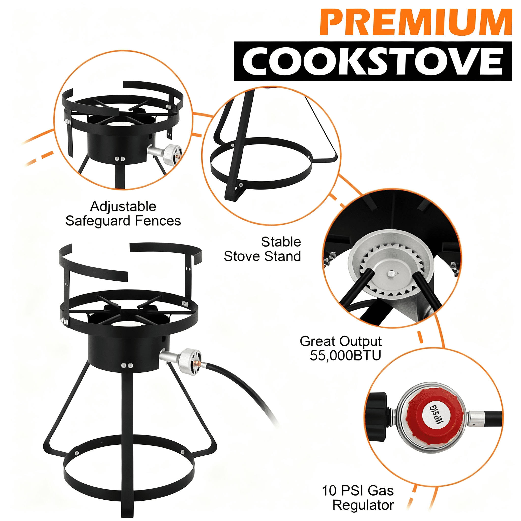 30QT Aluminum Turkey Fryer with Thermometer, 55000 BTU, Portable for Outdoor Cooking (Turkey/Seafood)