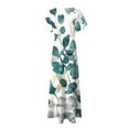 thumbnail image 6 of vigerkar Long Maxi Dresses for Women Boho Floral Dress Short Sleeve V Neck Dresses 2025 Dark Green, L, 6 of 7