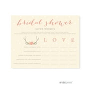Love Words Woodland Deer Wedding Bridal Shower Game Cards, 20-Pack