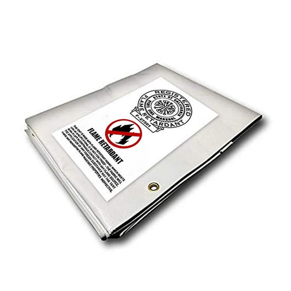 Certified Flame / Fire Retardant HD White Tarp Canopy 3ply Tarp Fire Retardant 12 Mil