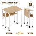 thumbnail image 2 of Folding Desk Small Rolling Desk with Storage Shelf,24.8 Inch Foldable Computer Table with Wheels,Portable Office Desk for Small Space Sofa Table, Oak, 2 of 7