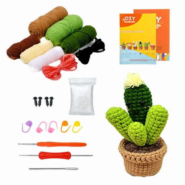 Kits de plantas de crochet para hacer tú mismo con aguja de crochet, hilos y aguja